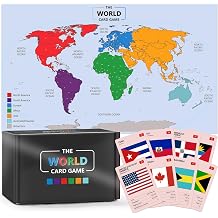 The World Card Game - World Flags Flashcards - Geography Board Game with World Map Educational Games for Adults Party Game Night, Birthday Learning Gift for 2-5 Players