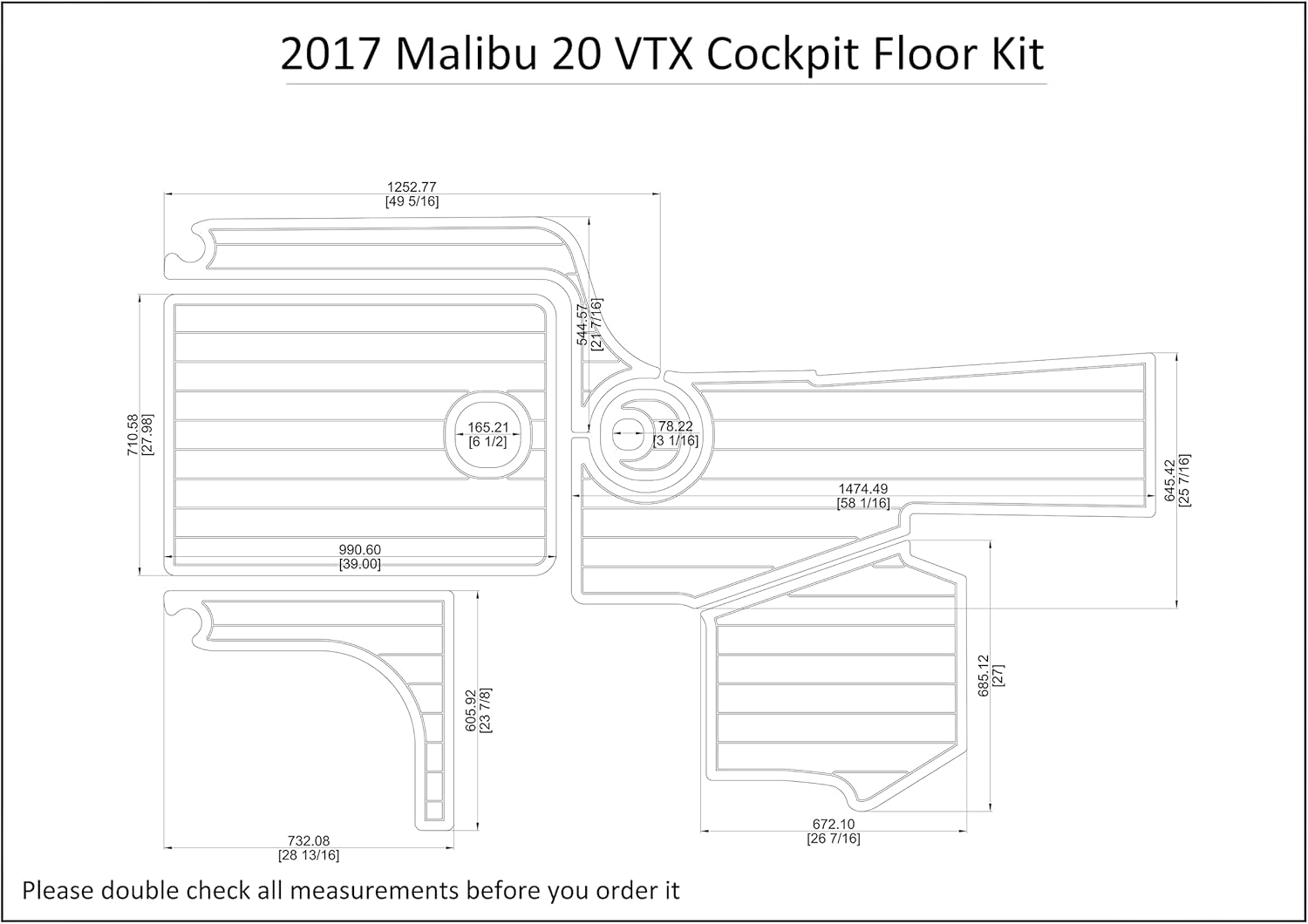 Boat EVA Faux Teak Decking Floor Compatible with 2017 Malibu 20 VTX Cockpit Floor Kit