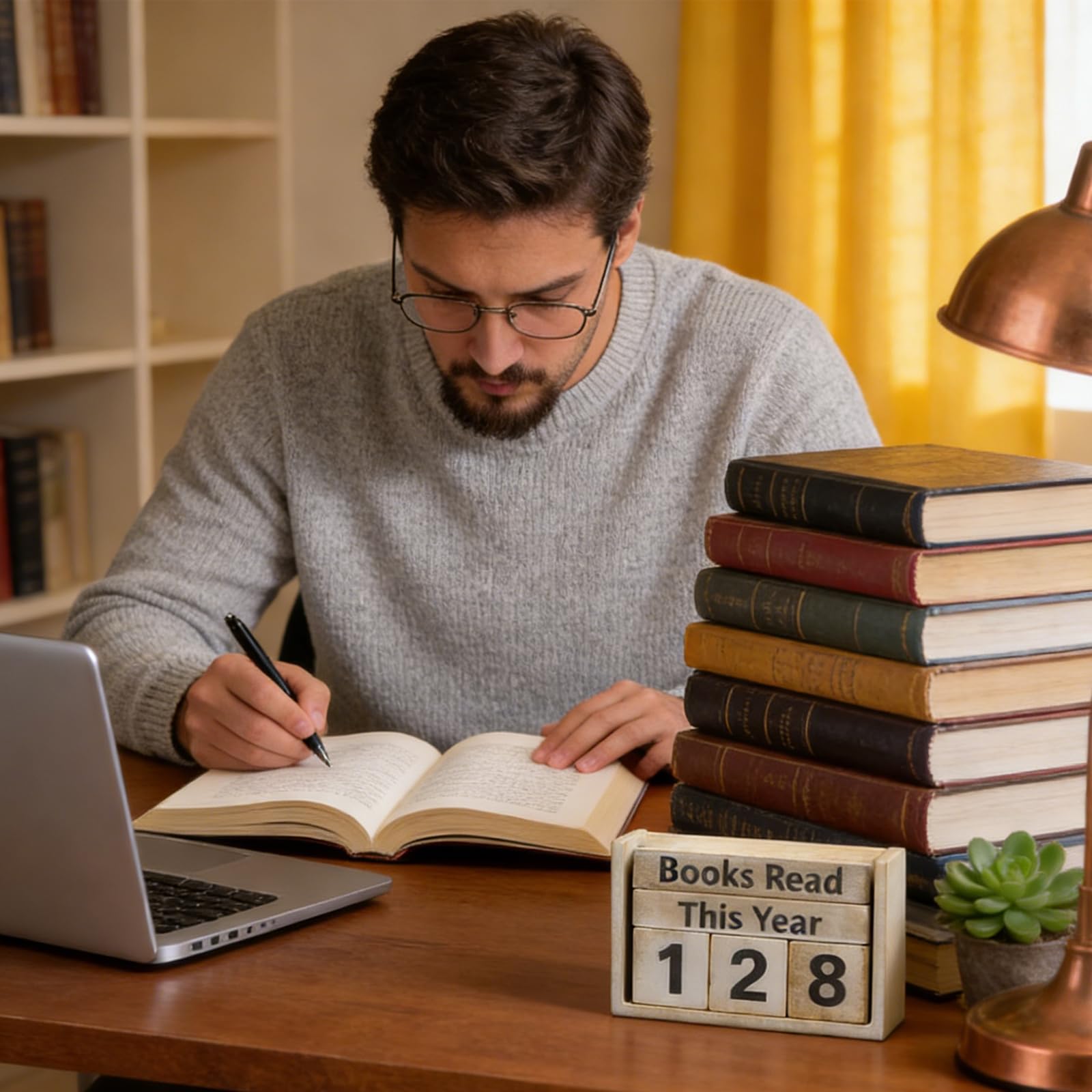 Books Read This Year Counter – znak śledzenia książek z kostkami numerycznymi, wyzwanie czytania prezent dla moli książkowych, miłośników bibliotek, nauczycieli - dekoracja półki na książki i biurka