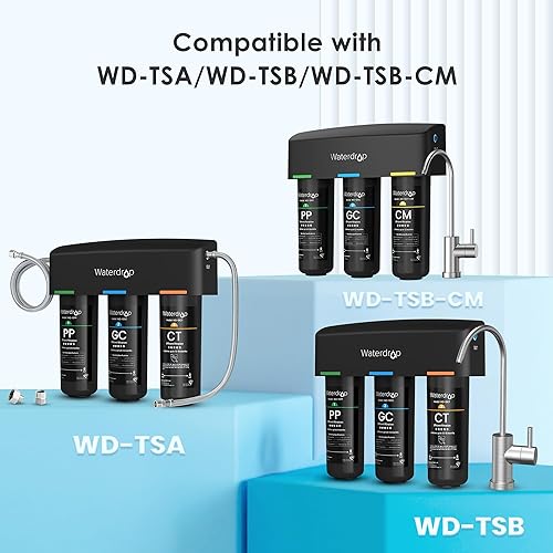 Miniatura 2 de Waterdrop TSA - Filtro de agua de repuesto de 3 etapas, repuesto para Waterdrop TSA y TSB y TSB-CM Sistema de filtración de agua de 3 etapas debajo