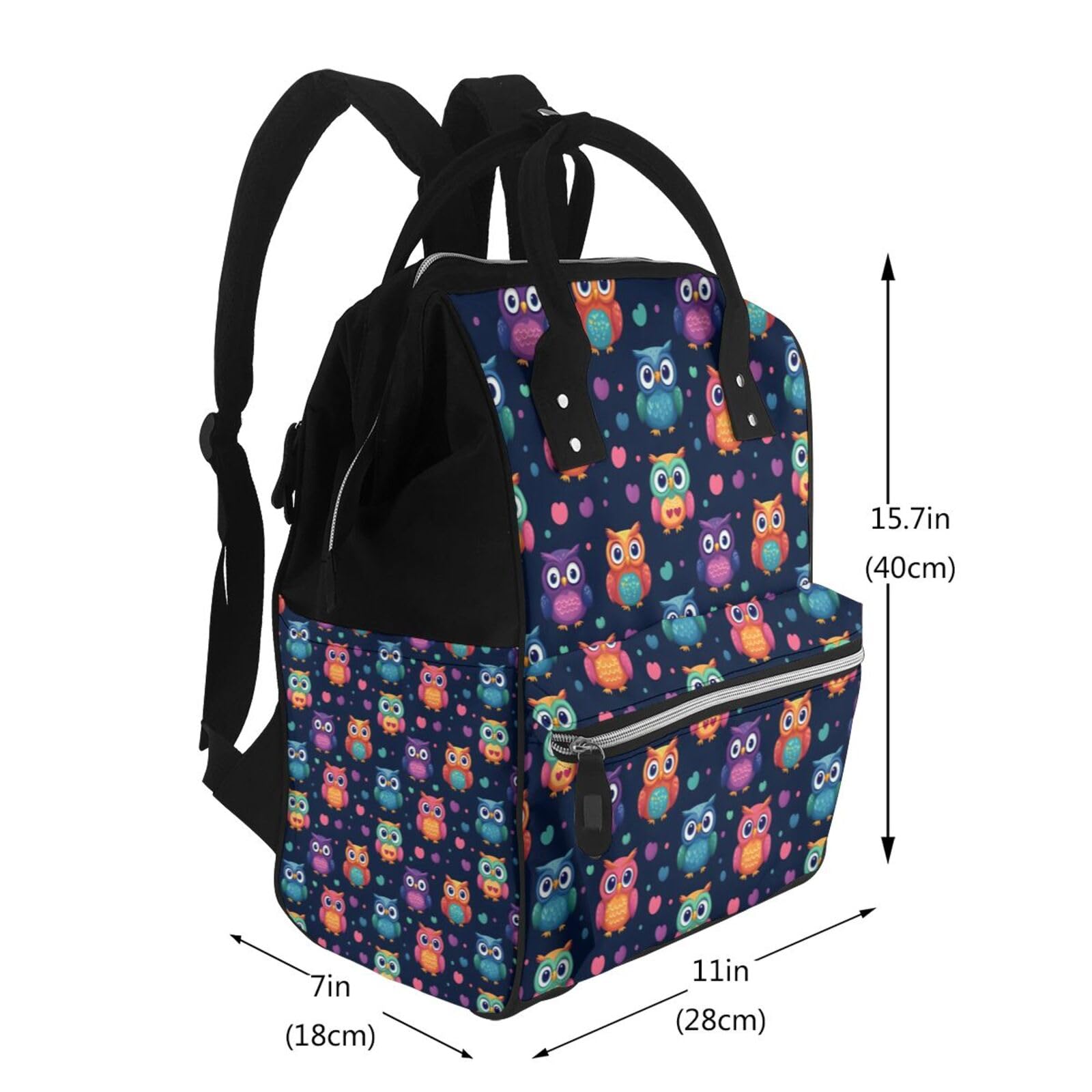 Wickeltasche mit süßem Eulen-Motiv, bunt, für Kleinkinder, Babys, Mädchen, Jungen, Wickeltasche für Mama, Papa, Mama, Reisetasche, Babytasche für Damen und Herren