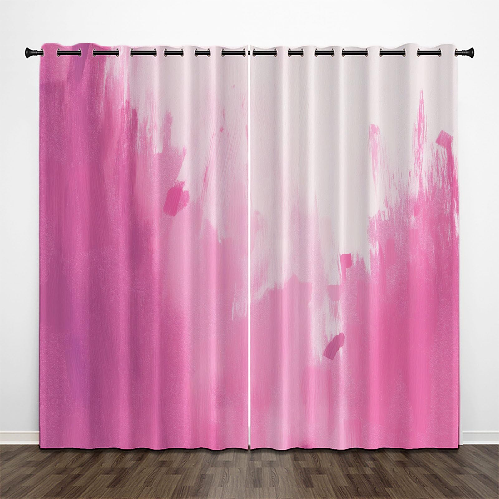 Rosa Vorhänge Blickdicht Pinkes Graffiti Vorhang 2er Set H 175 x B 140 cm, Ultra Soft Verdunklungsvorhänge mit Ösen Thermovorhang Geometrie Gardinen für Schlafzimmer Küche