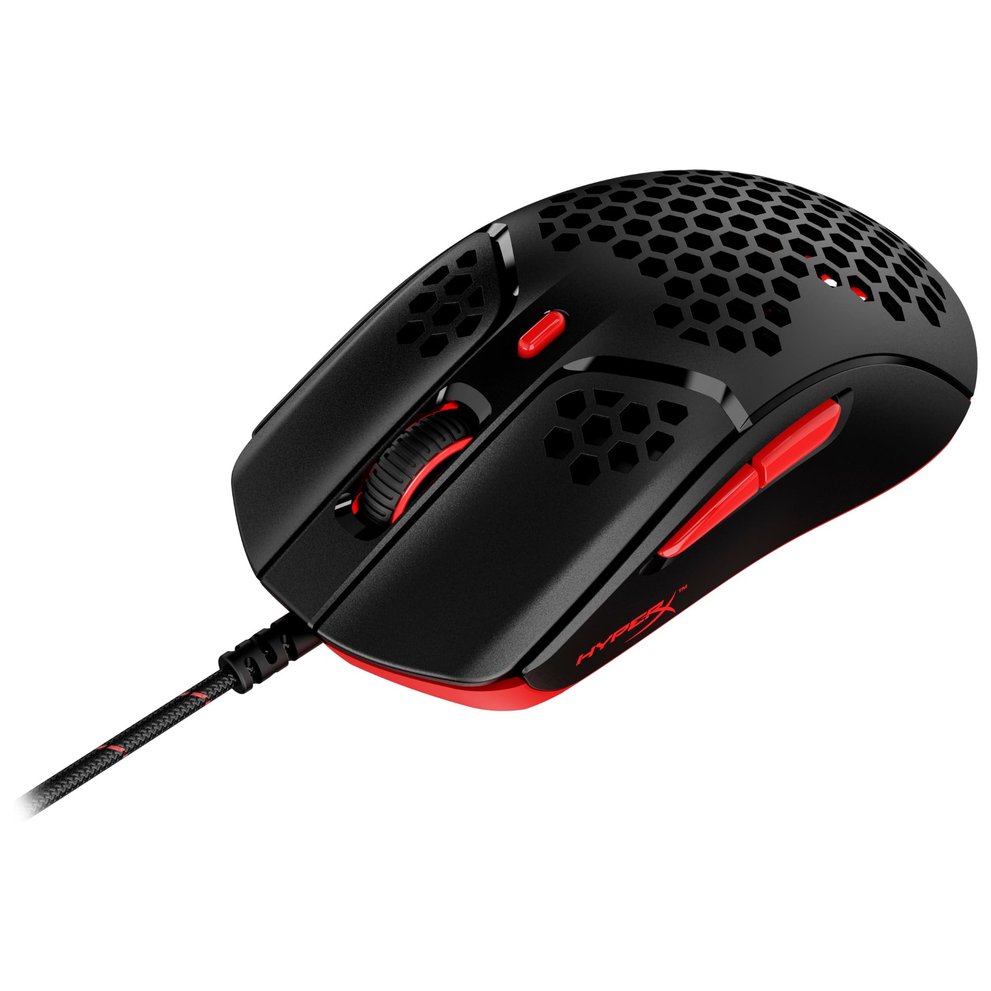 HyperX Pulsefire Haste – Ratón para Juegos – Ultraligero, 59 g, Carcasa con patrón de Panal de Abejas, diseño Hexagonal, Cable Hyperflex, hasta 16.000 PPP, 6 Botones programables