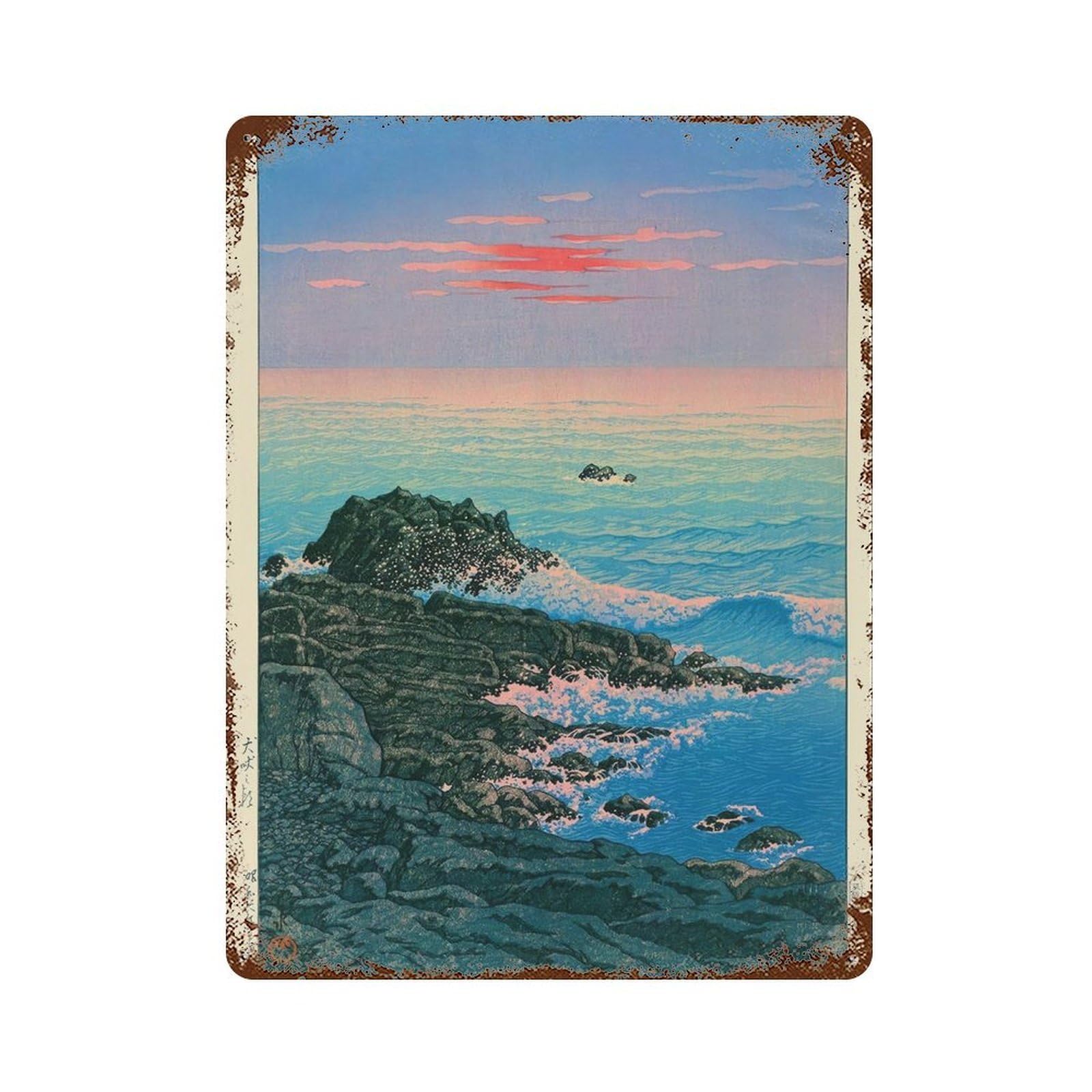 xiaoxiaoshen Morning of Cape Inu by Kawase Hasui Wall Decor Art Metal Tin Poster Modern Home Decor Art Home Bar Shop Decorations Vintage Sign 40x30cm