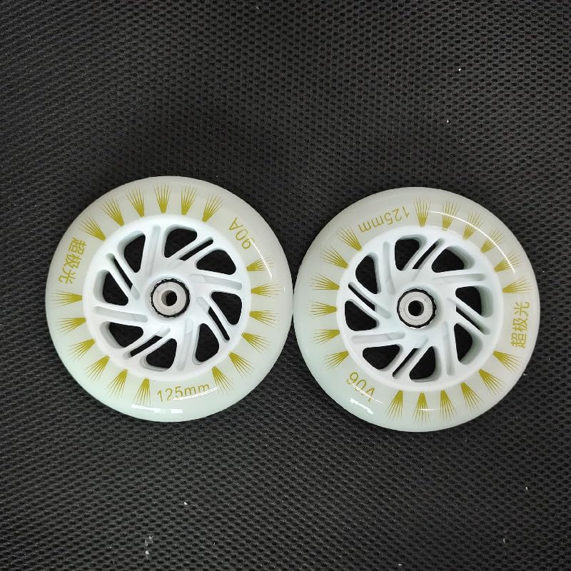 Clignotant Quad Roller 90A 125mm * 24mm roues de patinage de vitesse en ligne haute luminosité Flash brillance colle pneu de patinage 125 roue de vitesse 6 pièces/ensemble Skate Wheels(Colorful Bearin