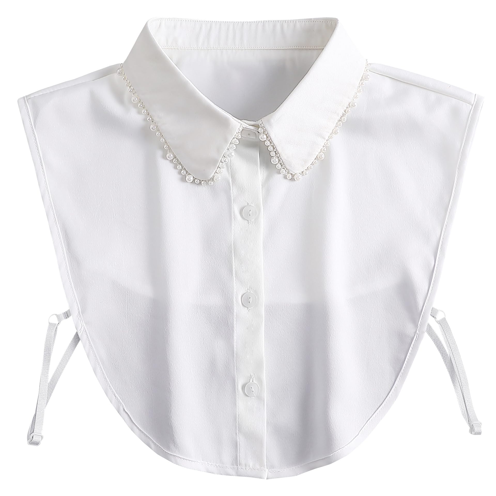 Shinywear Pearl Fake Collars Detachable Dickey Collar Blouse Half Shirt Crystal Peter Pan Faux False Collar for Women Girls