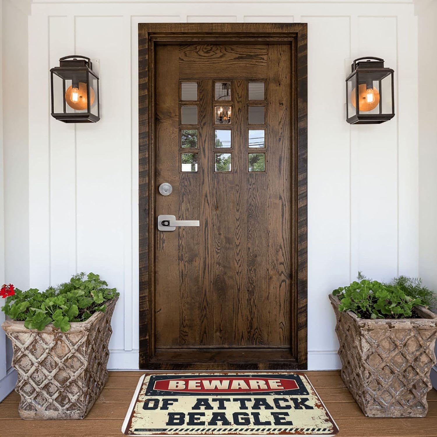 Floor Mats for House Beware of Attack Beagle Doormat Autumn Door Mats Outdoor Funny Shoes(50X80CM)