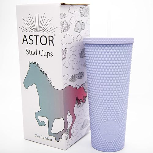 Miniatura 2 de Aztec Sky Vaso mate con tachuelas, vaso de 24 onzas, con tapa y pajilla, vaso de plástico brillante, doble pared aislada, taza Venti reutilizable