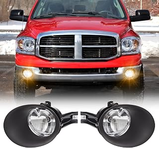 Fog Light Assembly For 2002-2008 Ram 1500, 2003-2009 Ram 2500, 2003-2010 Ram 3500 Pickup Truck, 2004 Durango 2nd Generation, 2005-2006 Durango Included Switch Black Bezels And Wiring Kit
