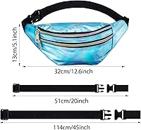 Vista 2 de Riñonera holográfica de 3 piezas para mujeres, hombres y niños, cintura deportiva de color metálico con bolsas y cinturón ajustable, paquete