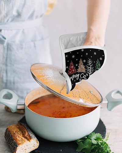 Miniatura 4 de Juego de 5 soportes para ollas de árbol de Navidad para cocina, antideslizantes y aislantes de calor, juego de agarraderas de tela de toalla con