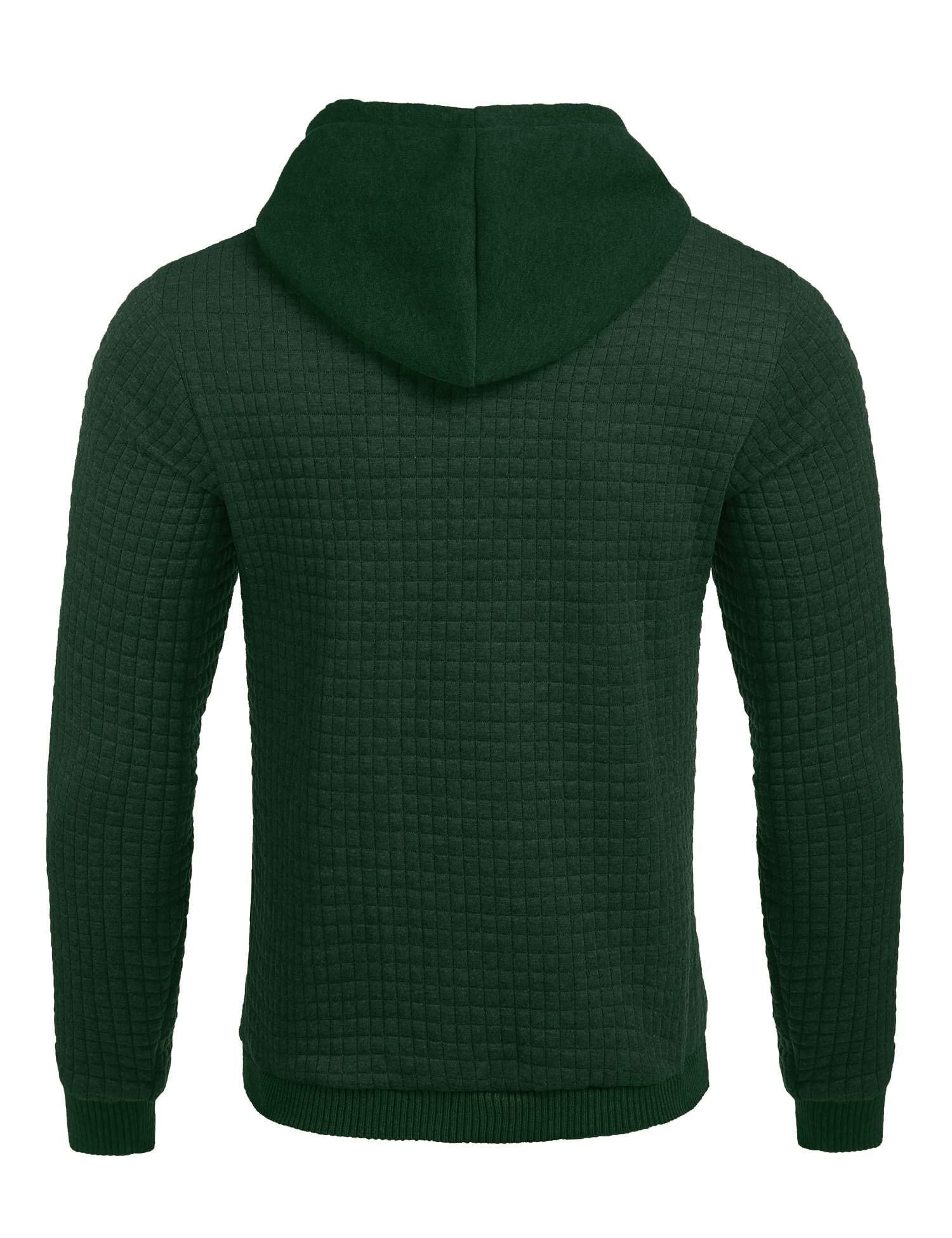 COOFANDY Felpa con Cappuccio da Uomo a Maniche Lunghe da Lavoro Pullover Jacquard a Quadri con Cappuccio