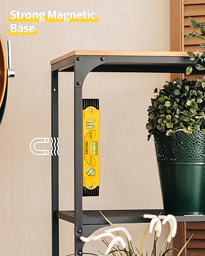 Miniatura 2 de Firecore - Nivel de torpedo magnético, 9 pulgadas, a prueba de golpes, pequeña herramienta niveladora con 3 burbujas de nivel de burbuja 45 90 180