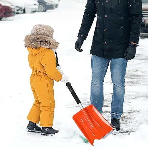 Miniatura 3 de Pala de nieve para niños con mango en D, hoja de aluminio, pala de nieve para niños pequeños para maletero de automóvil, emergencias, calzadas y