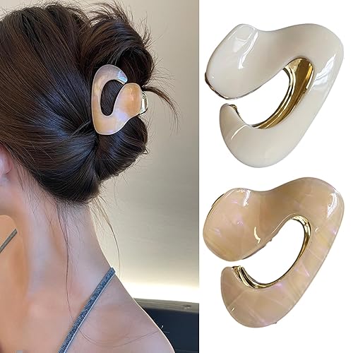 EOQPDECD 2 pinzas de metal para el cabello, pinzas para el cabello de acetato, medianas, antideslizantes, pasadores de tortuga, pinzas de geometría
