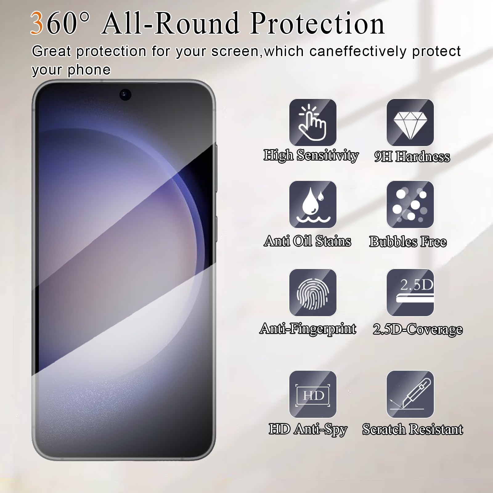 Image secondaire de Protection Écran Anti-Espion Verre Trempé pour Samsung Galaxy S23 Plus - 2 Pièces
