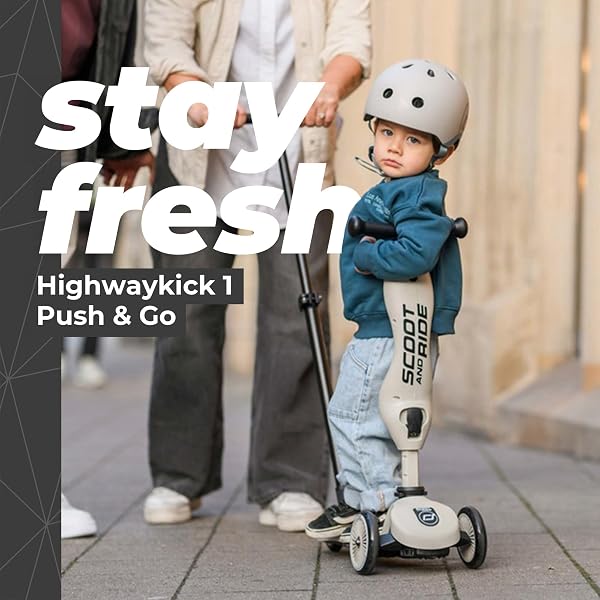 Scoot & Ride Highwaykick 1 Push and Go Kickboard with Seat, 2 in 1 Scooter with Handlebars from 1 2 Years, Adjustable Height, No Tools - 3