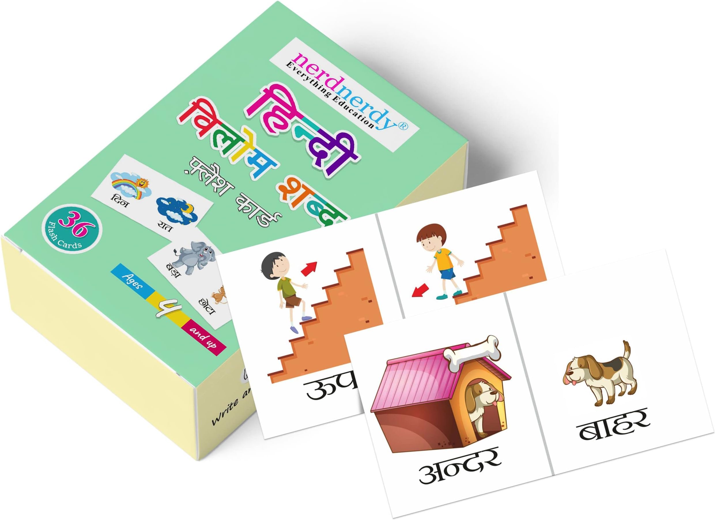 NerdNerdy- Hindi Opposites Flashcards, Age 6+, Language Building, Early Learning, Hindi words, Vocabulary building, Educational Game,flash cards in hindi,hindi tlm,hindi flashcards vocabulary hindi letters cards,word flash cards for kids