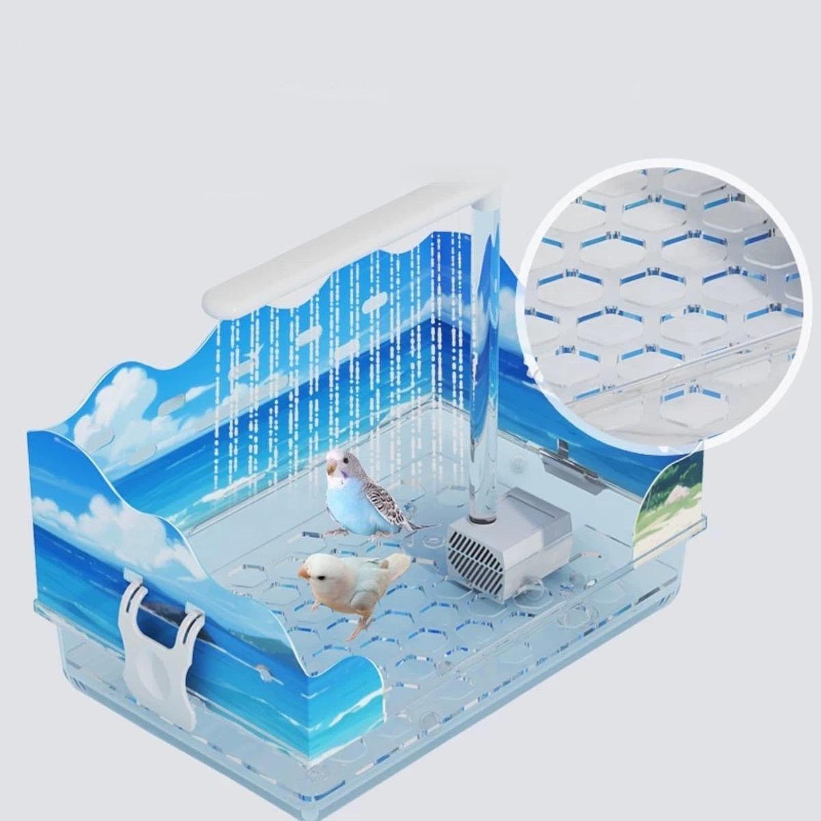 predolo Vogelbad für Haustiere, Papageienbadewanne, Stumm, Vogelbedarf, Vogeldusche für Wellensittiche, Sittiche, K, A