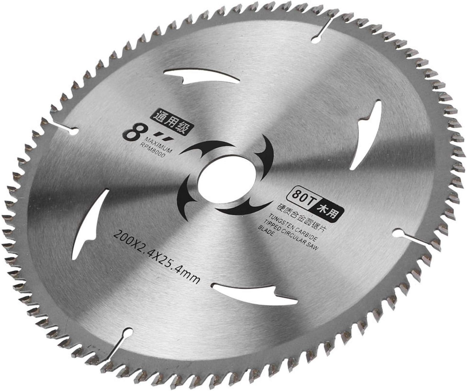 Circular Saw Blade, Hard Alloy Carbide Wood Chipboard Plywood Cutting Disc 8 Inch for All Cutting Softwood, Hardwood, Chipboard (80T)