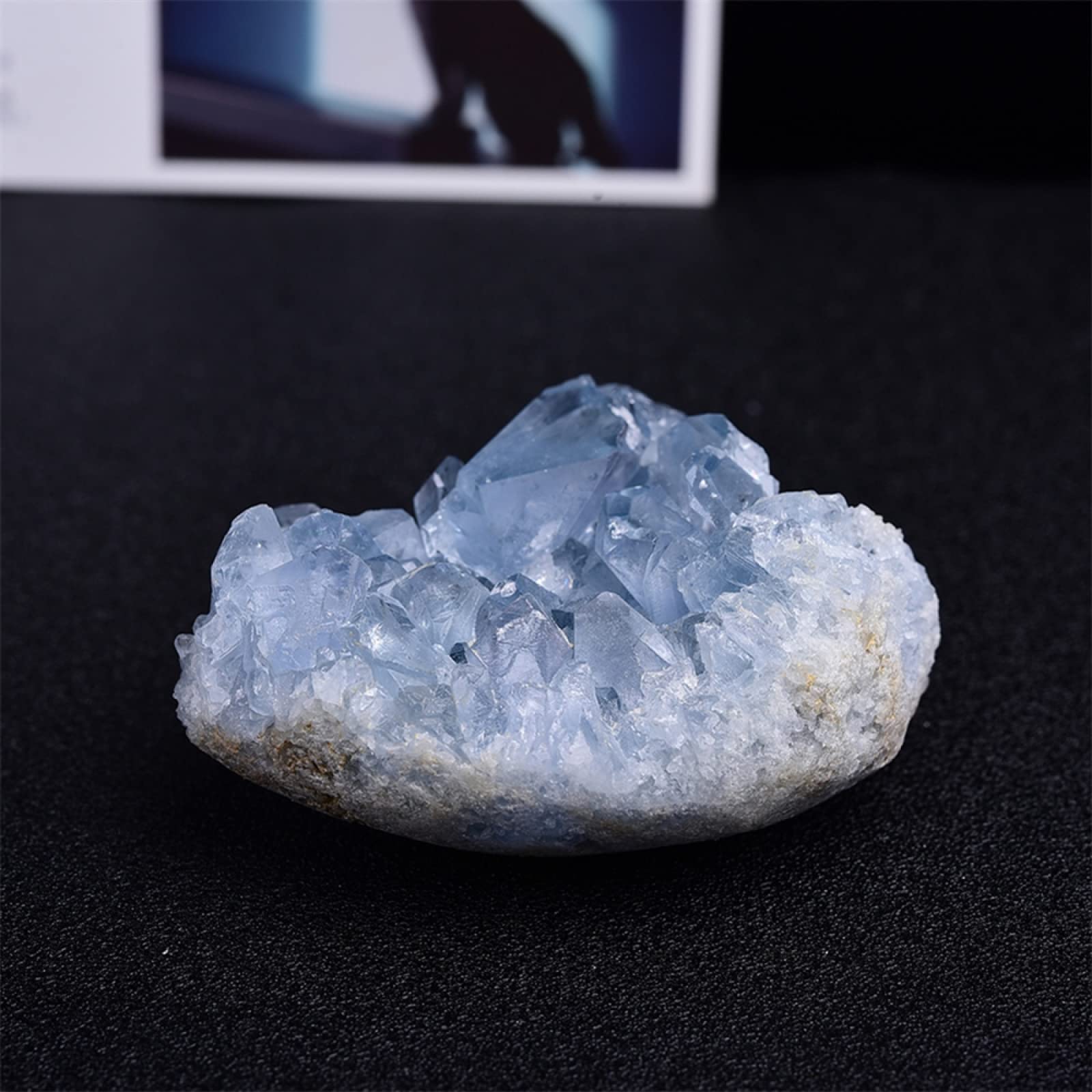 Espécimen en Bruto de geoda Azul Cielo de racimo de druzy Crudo de Cristal de celestita Natural, 200-250g Inicio Colecciones (Size : 80-100g)