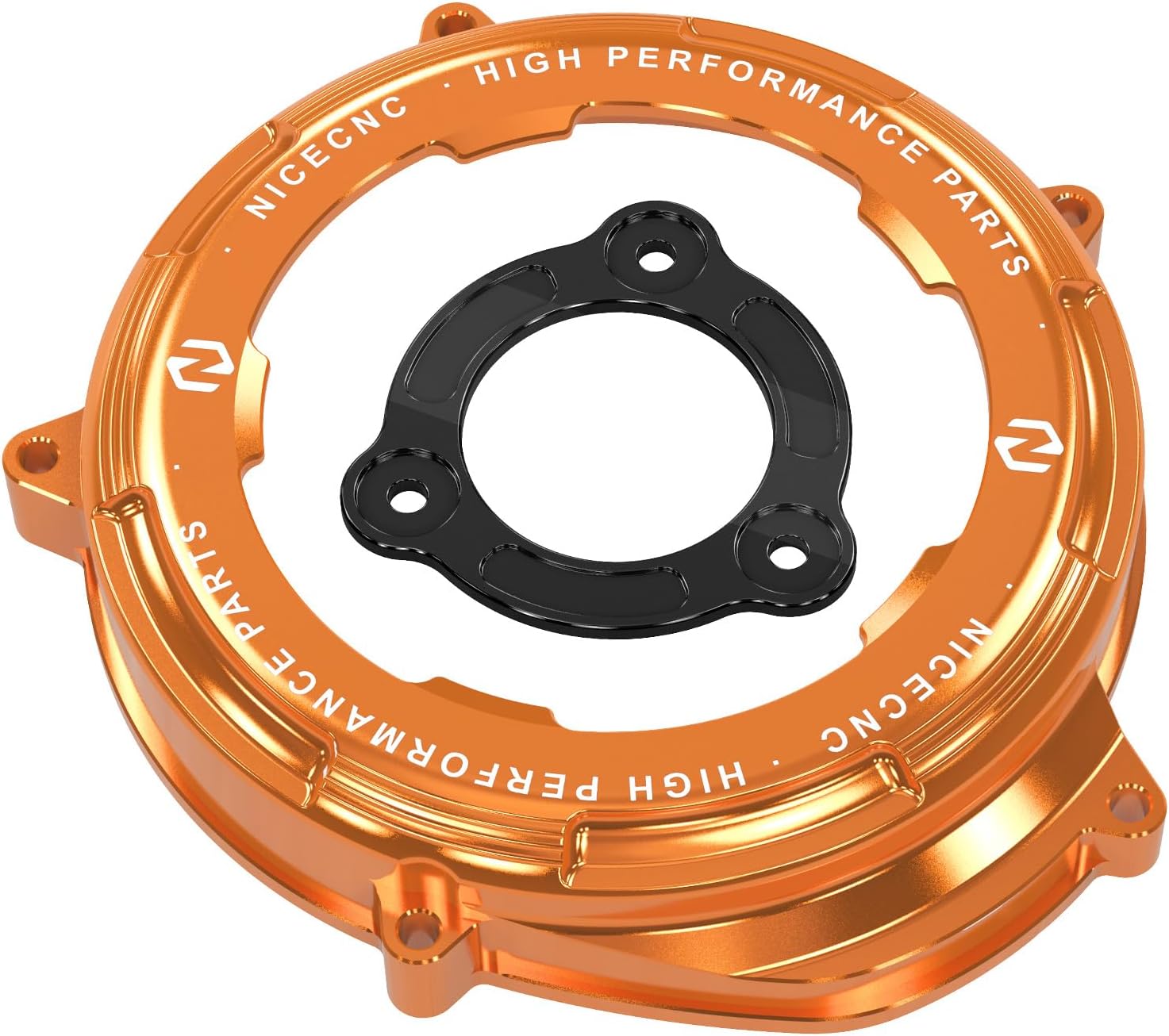 NICECNC Orange Transparent Clutch Side Cover with Pressure Plate Compatible with 1290 Duke R/GT/EVO 2014-2024, 1050 1090 1190 1290 Adventure R/S/T 2017-2024, CNC