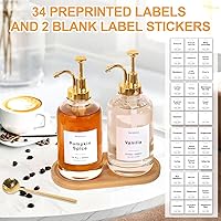 Vista 4 de Dispensador de jarabe de café para barra de café, botella de vidrio de 500ml 16.9oz con cuchara de café dorada, dispensador de jarabe de café con 36