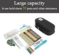 Vista 2 de FUXINGYAO Estuche para lápices, bolsa para lápices multicompartimento, bolsa portátil para lápices (2101-big-BK)