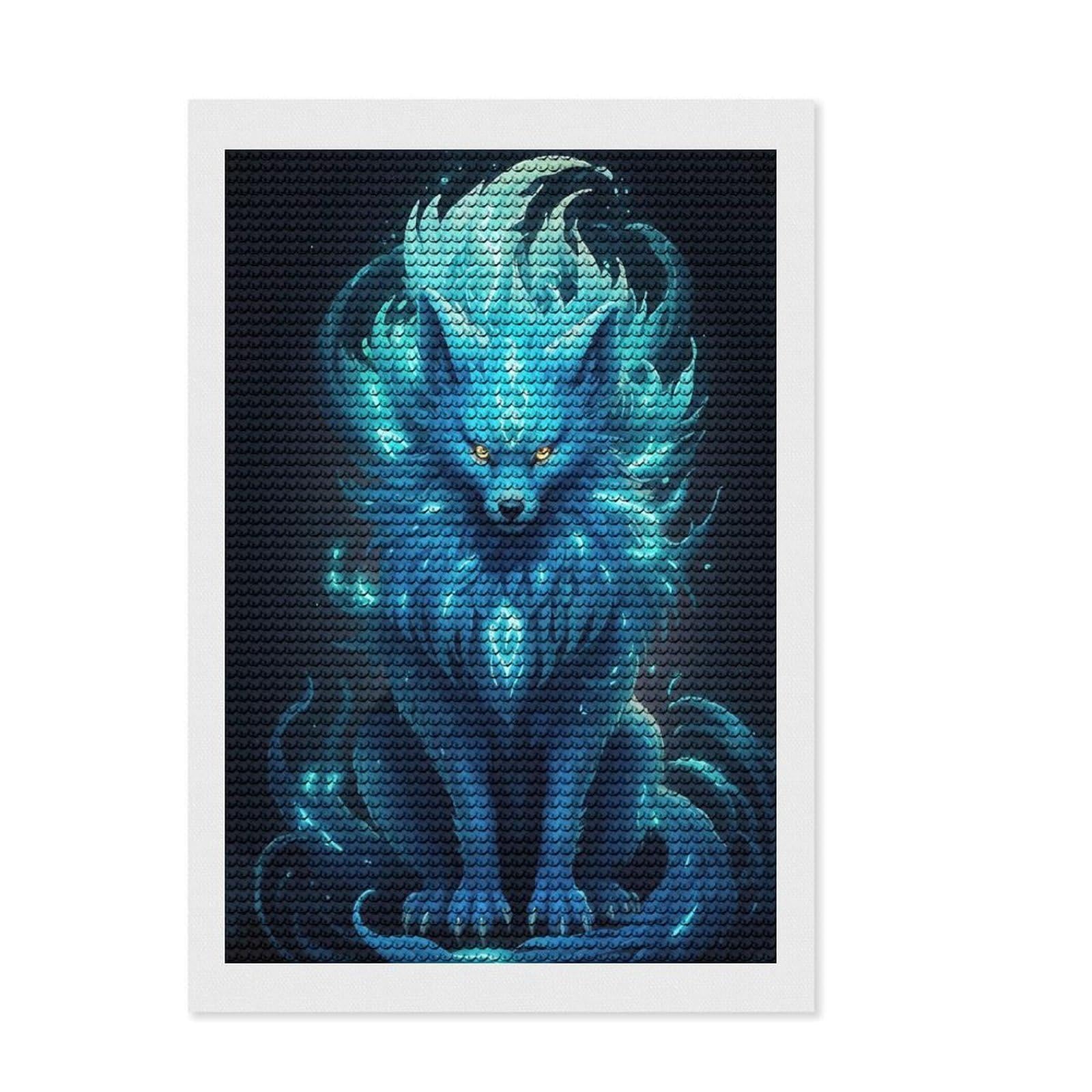 Junmoney Fox Neon Diamond Art Canvas 8"x12", Relaxing DIY Hobby, Satisfying Creative Project, Farmhouse Decor, for Women