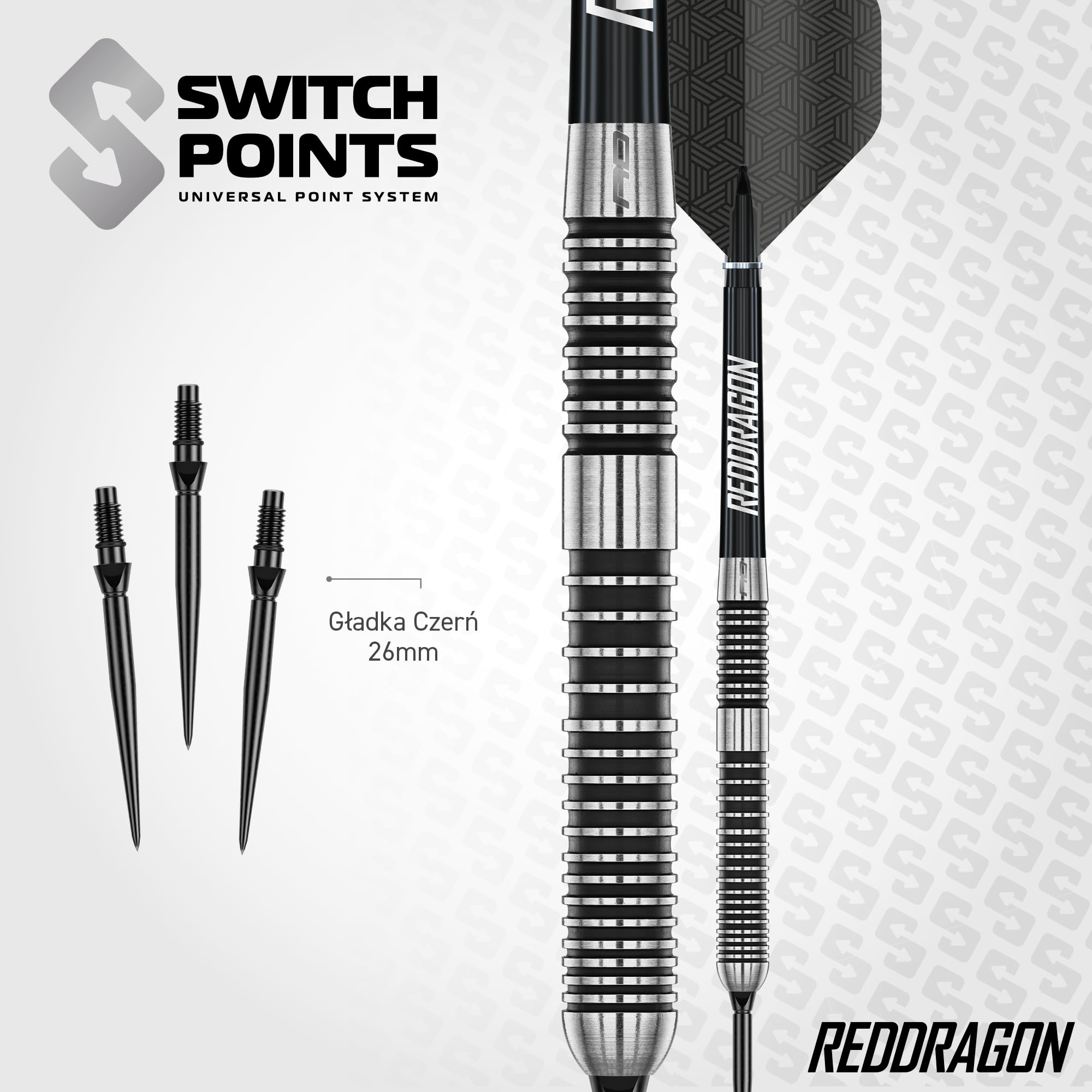 RED DRAGON | Rzutki Pegasus Switch Points 23g Stalowy Grot | 90% Wolfram | Ekskluzywny Zestaw Amazon z Etui