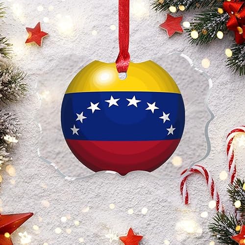 Miniatura 6 de Guangpat Bandera de Venezuela, adornos acrílicos de Navidad, adornos de bola 3D falsos para árboles de Navidad, adornos de Navidad personalizados de
