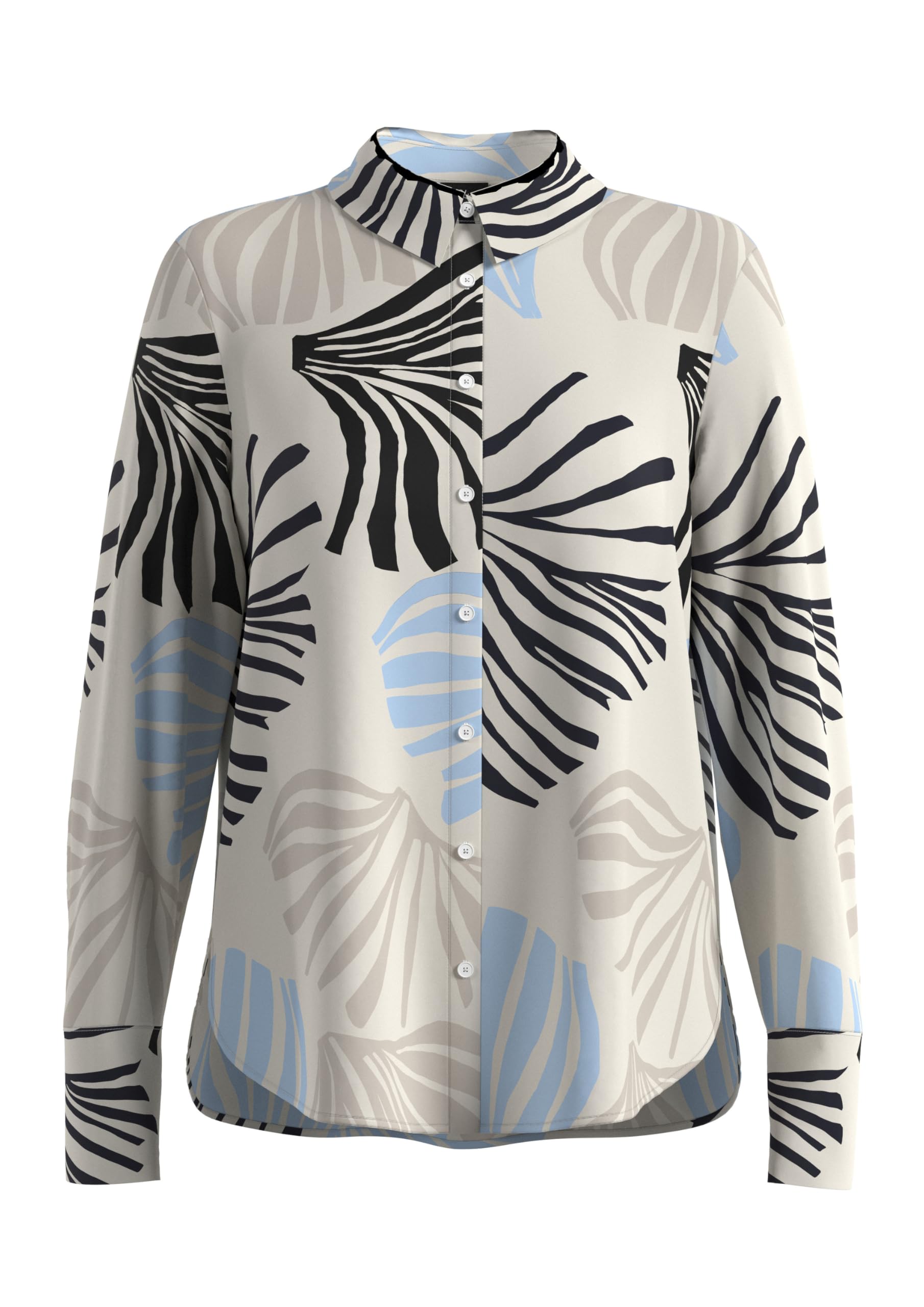s.Oliver Satinierte Viskose-Bluse mit All-Over-Print und Manschetten