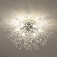Vista 12 de TANLUX Lámpara de techo negra de montaje empotrado con fuegos artificiales, modernas luces de techo Sputnik de cristal, 6 luces cerca del techo