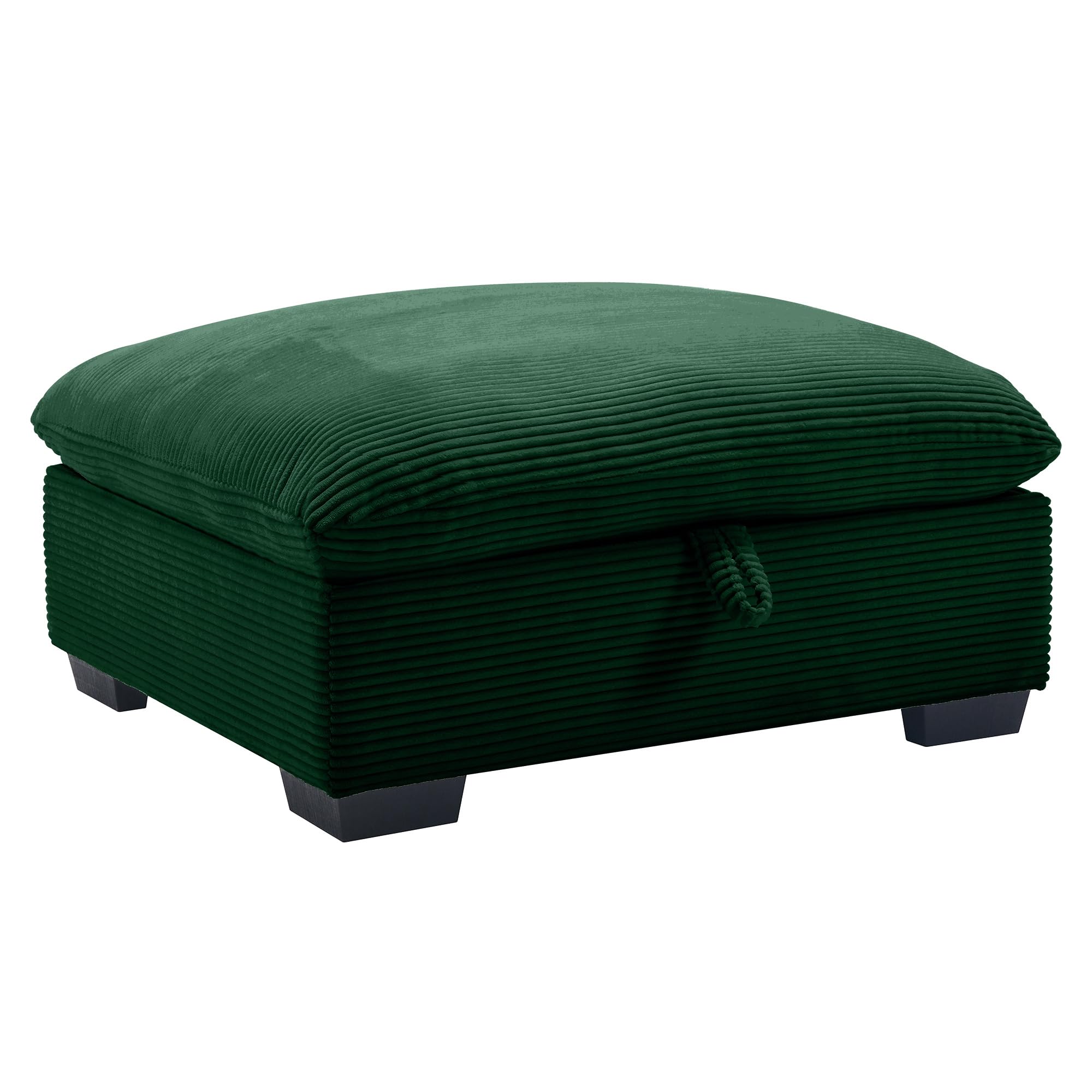 Modular Sectional Sofa With Storage Ottoman - Corduroy Fabric, Green, Convertible Cloud Couch For Living Room