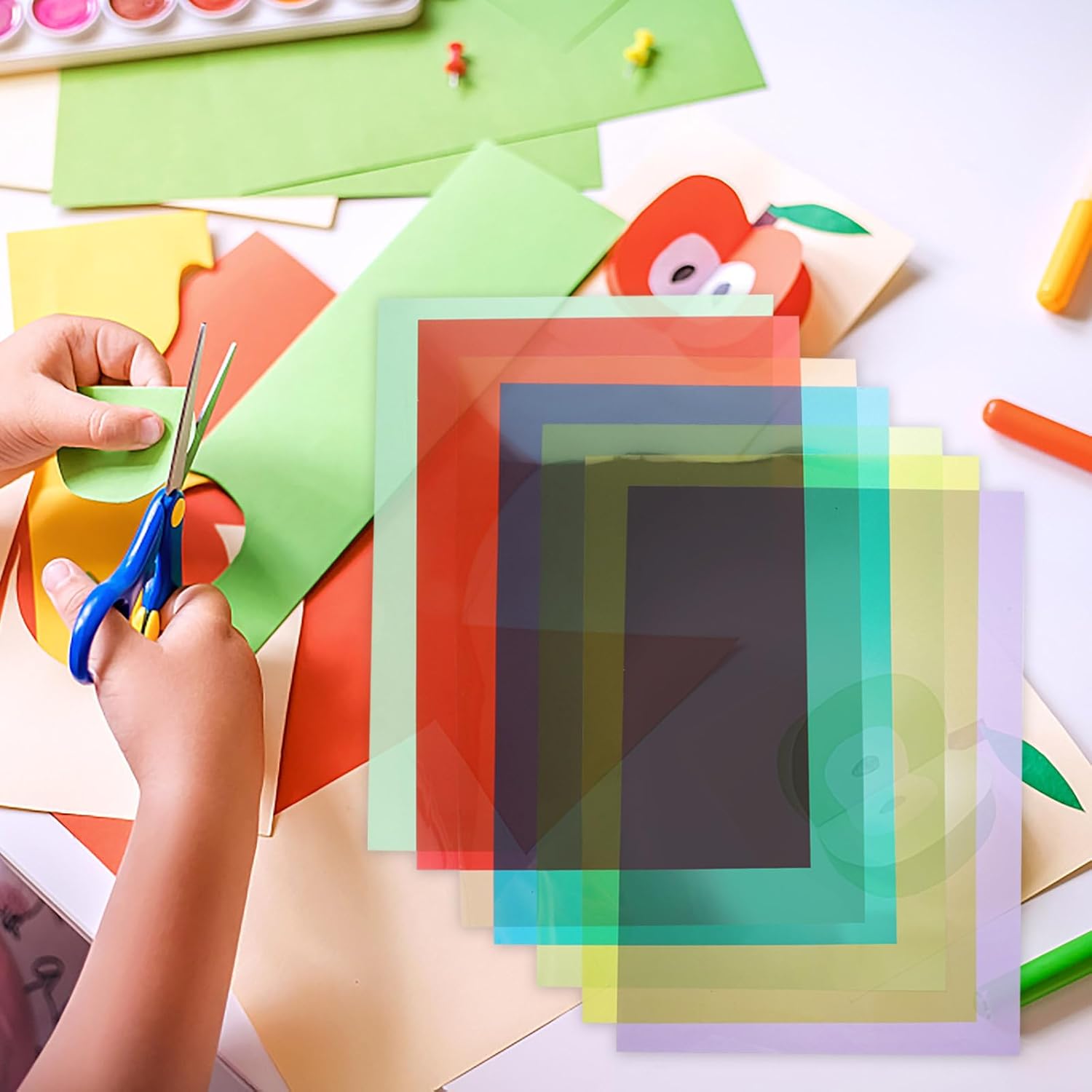 KONTONTY 14 Sheets Multi-color Cellophane Sheets for Crafting Sturdy Pvc Vibrant Colors for Handmade Creations and DIY Projects