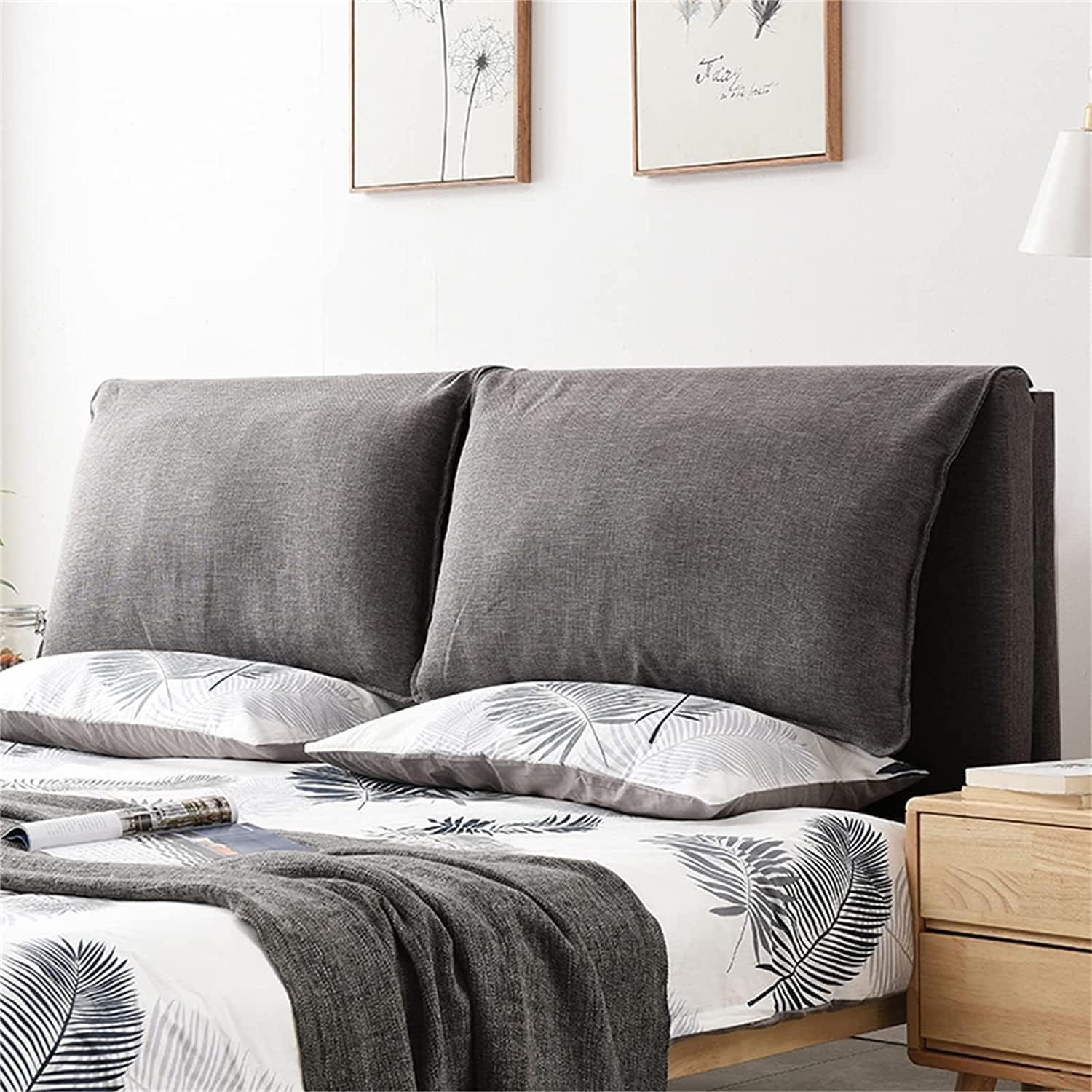 Full Size Headboard Bed Backboard Wedge Headboard for Home Bedroom Headboard Upholstered Headboard(Size:No headboard 47.2"/120cm,Color:G)