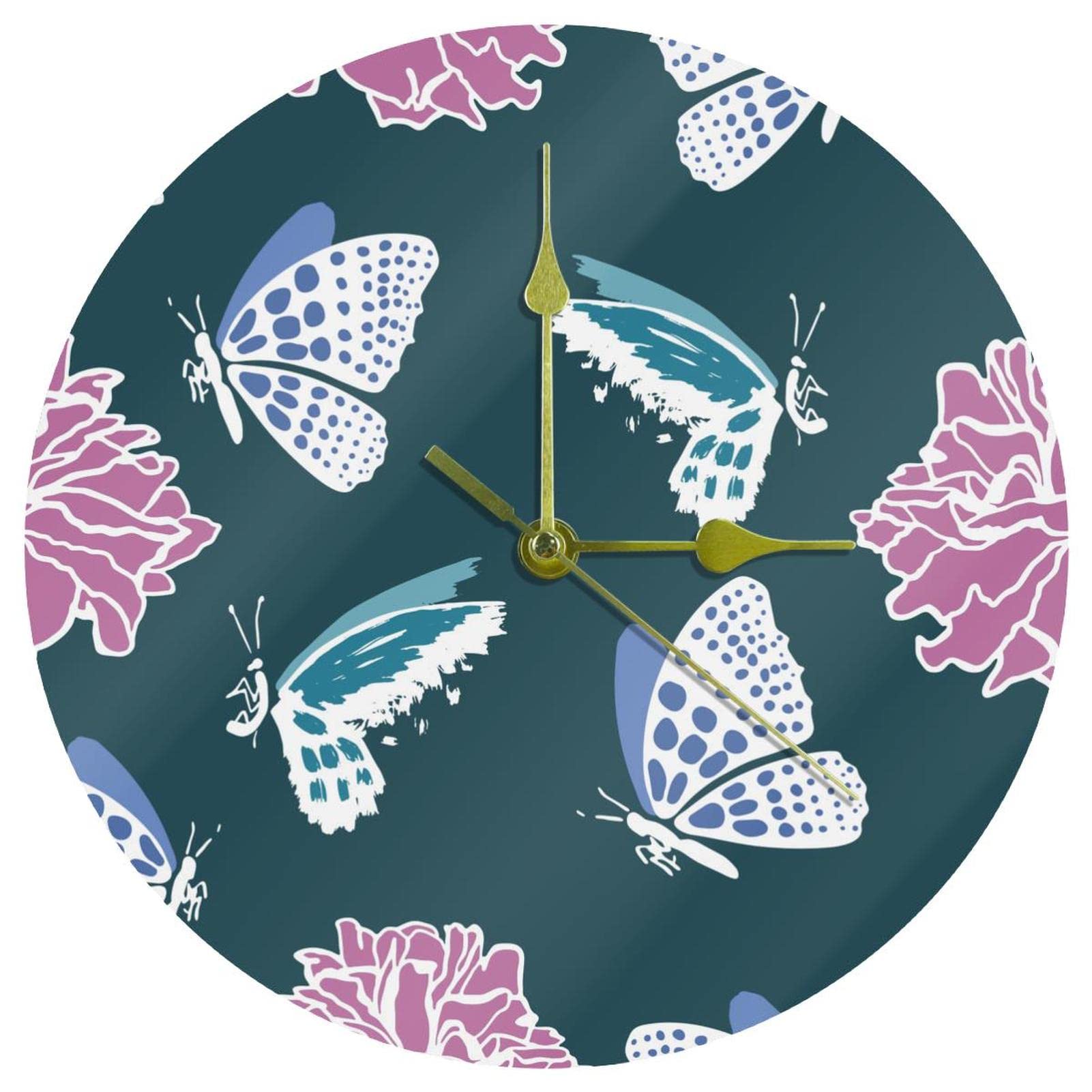 Horloge murale acrylique fleur rose 24 cm silencieuse pour salon