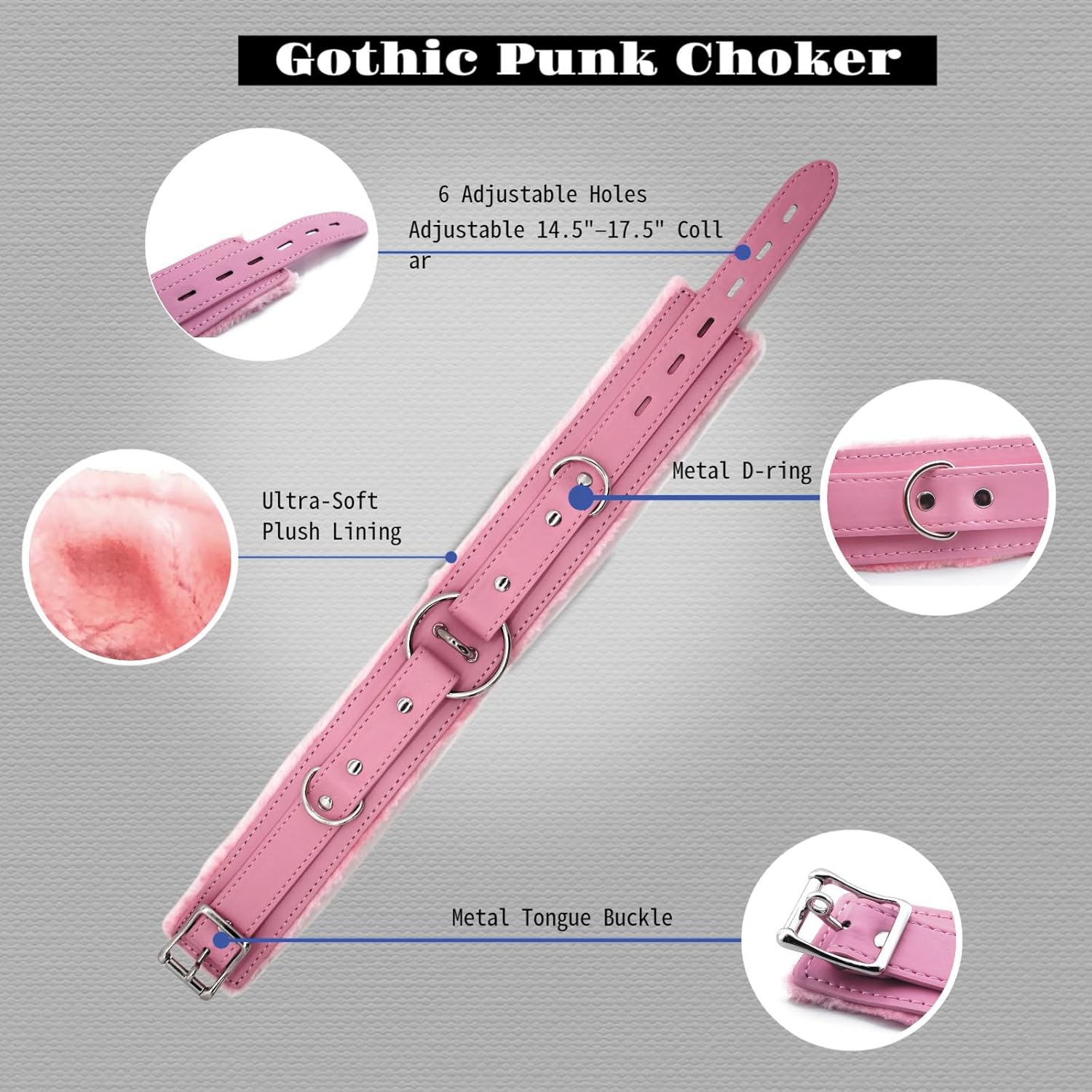 NouAn Leather Choker Necklace for Women - Gothic Collar Choker with Heart Love Lock And Soft Inner Lining - Adjustable Fit for Daily Wear and Themed Occasions Black - Image 3