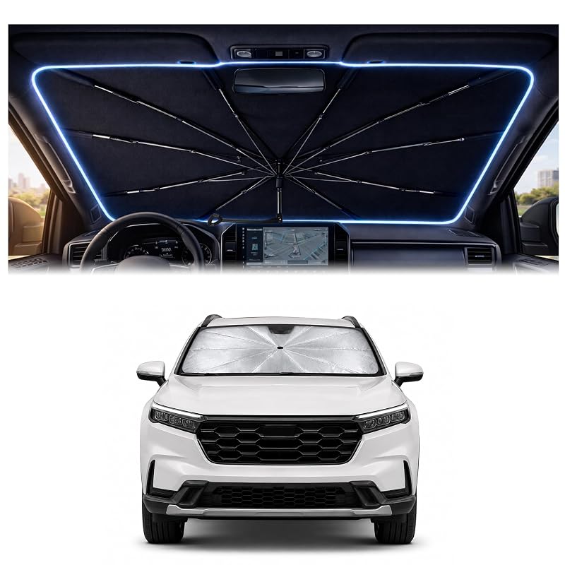 Protetor solar para para-brisa em formato de guarda-chuva BONULI compatível com Honda CR-V 2023–2026, dobrável com bolsa