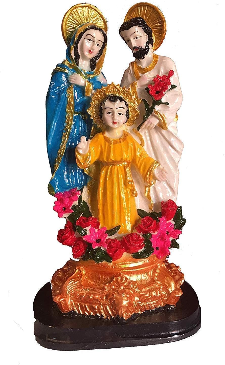 RKONECT Holy Mother Mary with Jesus Floral Religion Christian Divine Decorative Poly-Resin Showpiece Idol for Home Office Shop 12_‎L x 8_W x 20_H CM (Multicolor, Pack of 1 Piece)