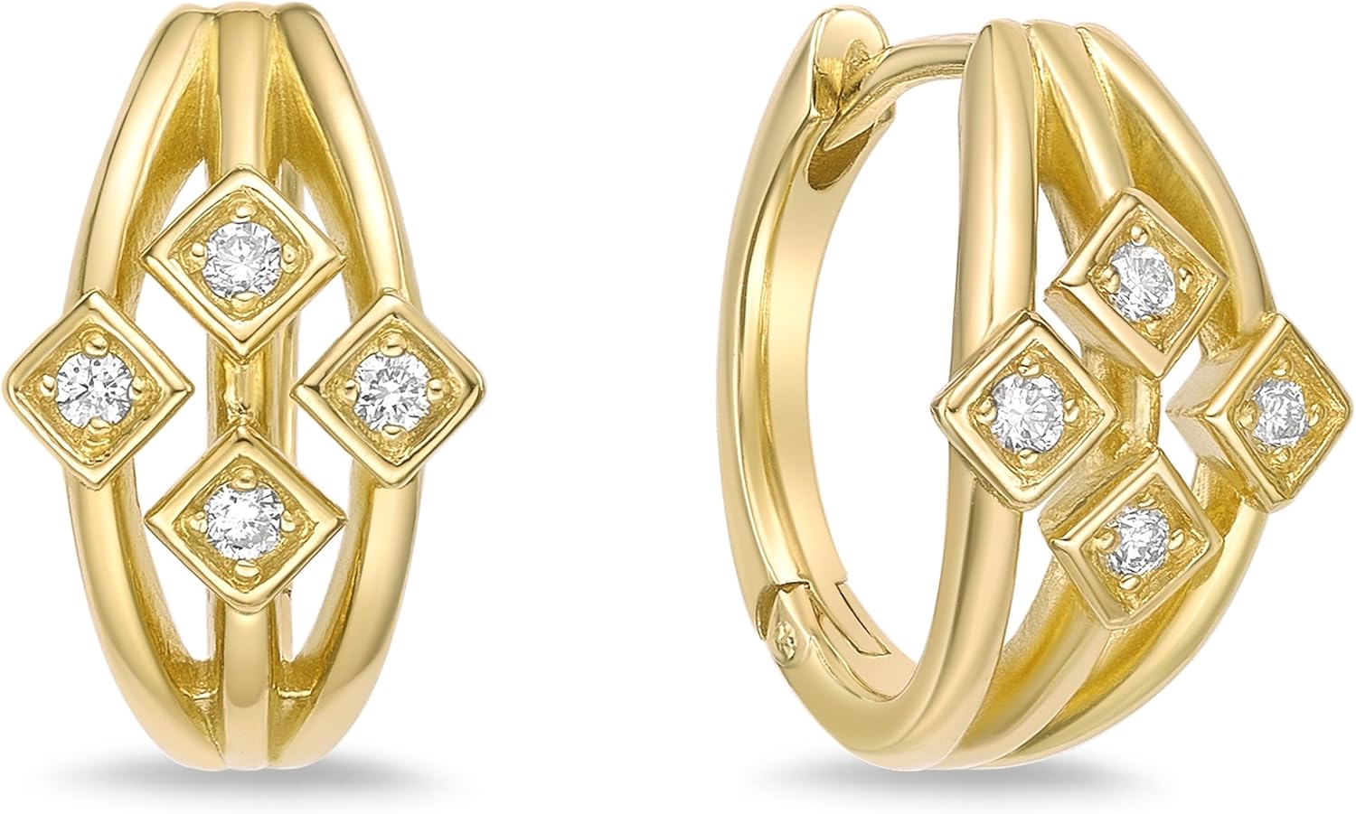 Lavari Jewelers 1/10 Carat Round Lab Grown Diamond Hoop Earrings for Women I Elegant 18k Yellow Gold Plated 925 Sterling Silver Hoops for Her I Hypoallergenic Hinged Hoop - Image 4