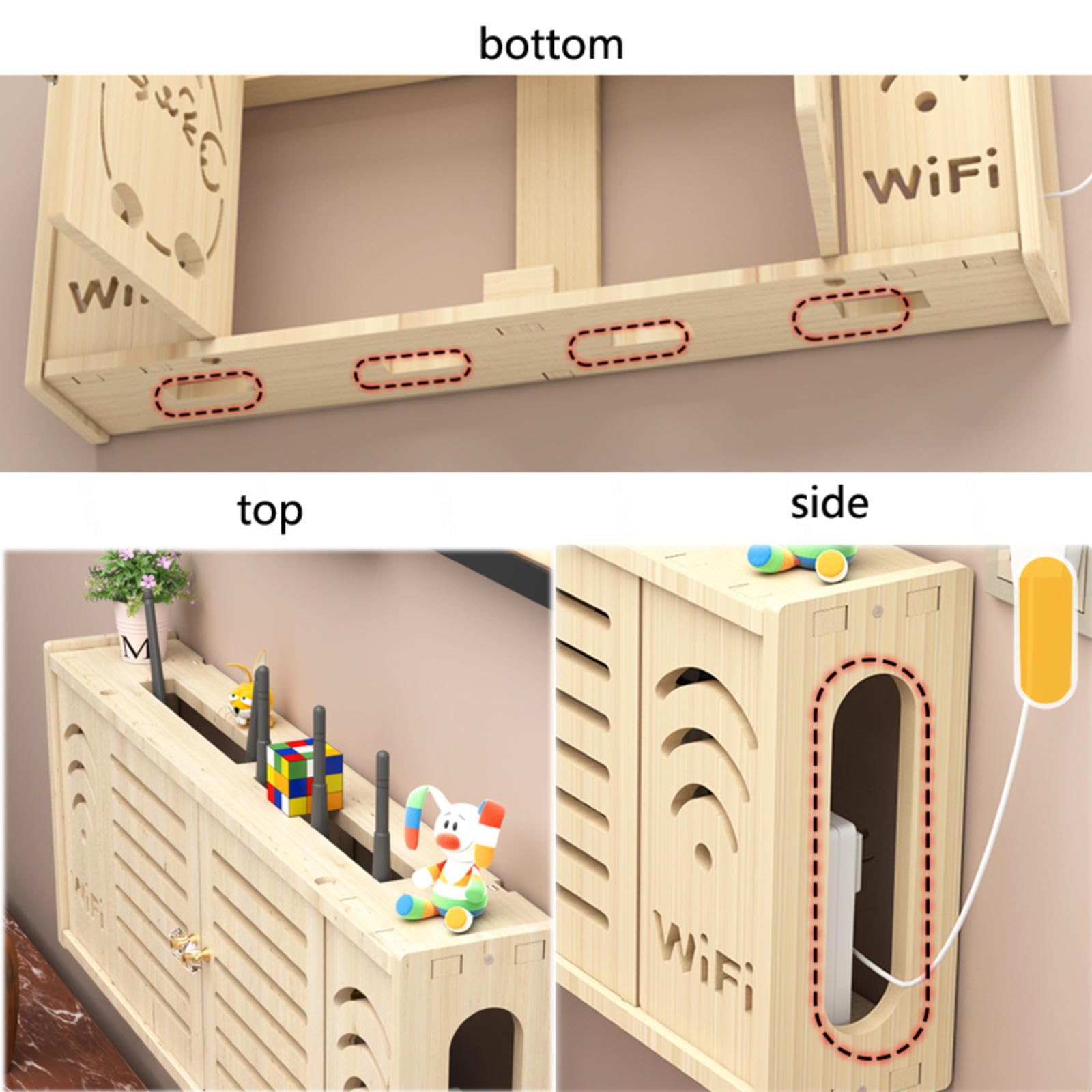 Scatola del Router Porta WiFi da Parete Mobiletto Porta Modem WiFi da Salotto Mensola TV Sospesa a Muro Supporto Telefono Parete Scatola,C-71x28cm