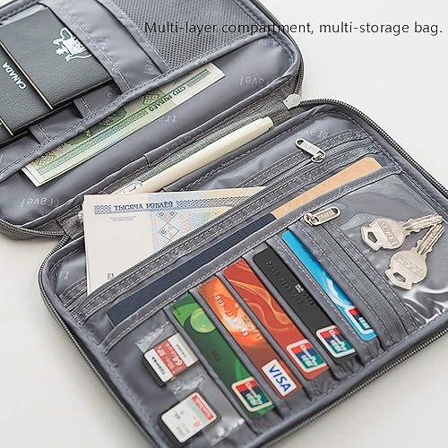 Miniatura 2 de Fullgaden Cartera de viaje con bloqueo RFID, funda para pasaporte, organizador de documentos para hombres y mujeres (pequeño, azul Tiffany)