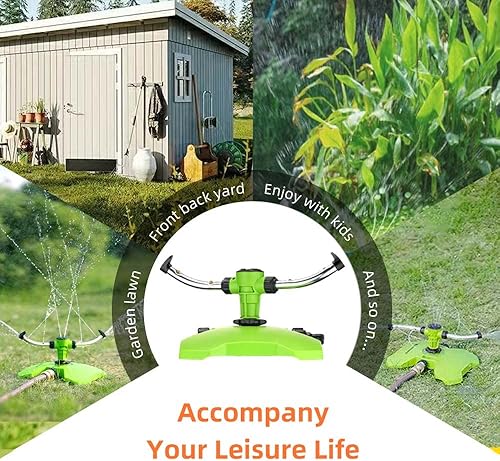 Miniatura 6 de HH Together - Rociador de jardín giratorio de aluminio mejorado 360 rociadores de agua para césped de gran área - Sistema de riego de jardinería