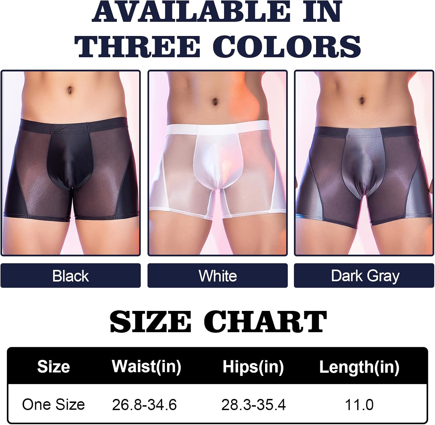 Glossy Mens Boxer Briefs Sheer Underwear Silky Boxers Transparent Lingerie See Through Shorts - Image 6