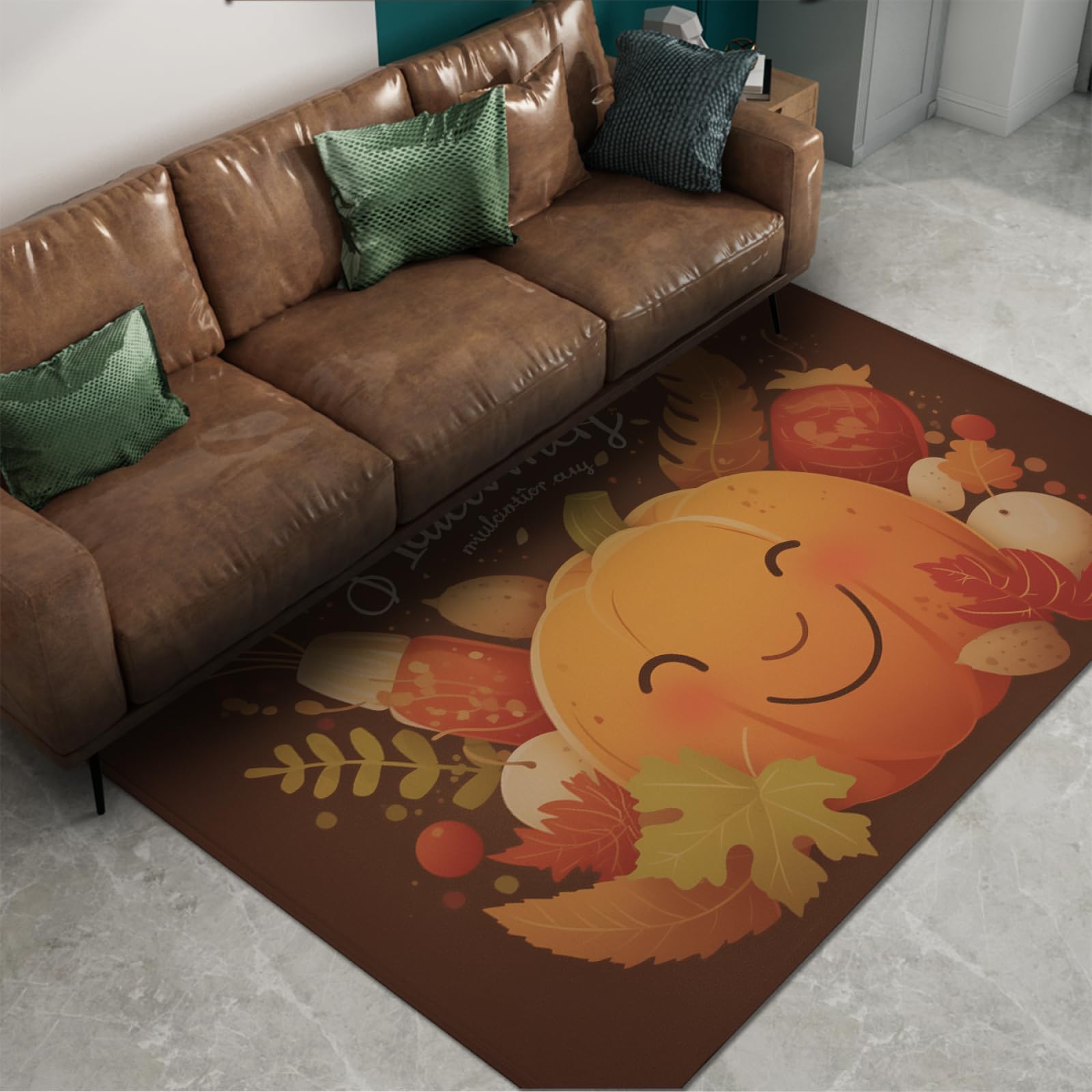 Tapis de Thanksgiving citrouille à poils ras à offrir pour la maison