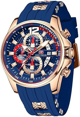 MF MINI FOCUS Men Watch Casual Fashion Wrist Watches Chronograph/Waterproof/Luminous/Calendar Silicon Band Quartz Watches for Men
