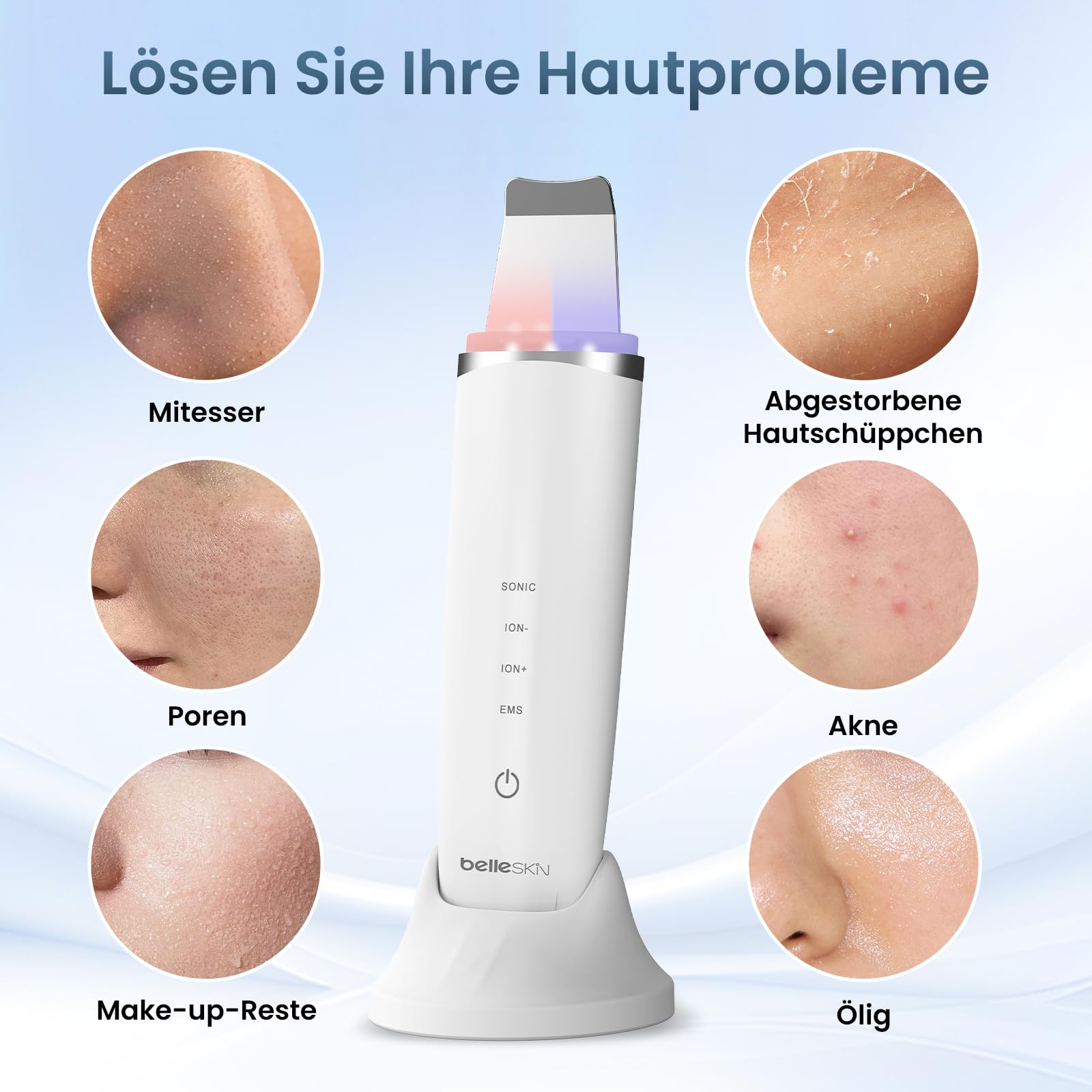 4-in-1 Skin Scrubber Ultraschall, IPX7 wasserdicht Porenreiniger