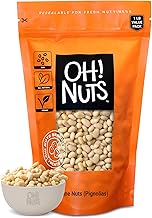 Oh! Nuts Pine Nuts (Pignolias) - Raw - 100% Natural Pine Nuts - 1 lb Bulk Bag - Premium Pignoli Packed with Protein