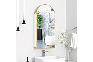 Gold Arched Medicine Cabinet with Adjustable Shelves